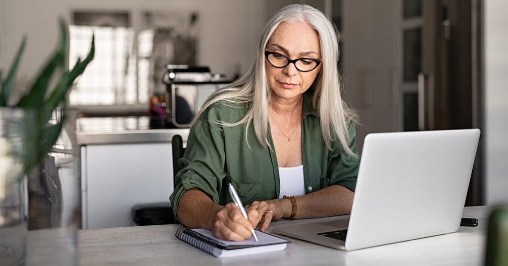 Senior woman learning a new language