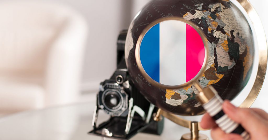 Globe with French flag